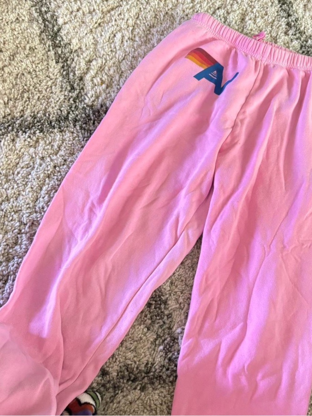 Aviator Nation Pink Rainbow Logo Sweatpants XS